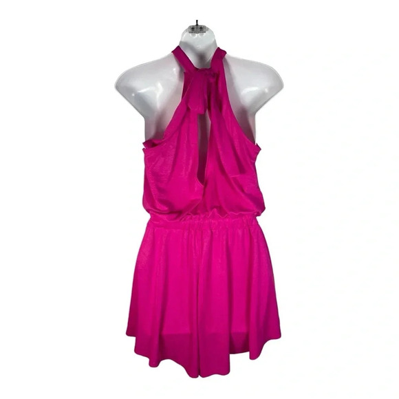 CHERISH HOT PINK HALTER NECK ROMPER SMALL - Picture 2 of 7